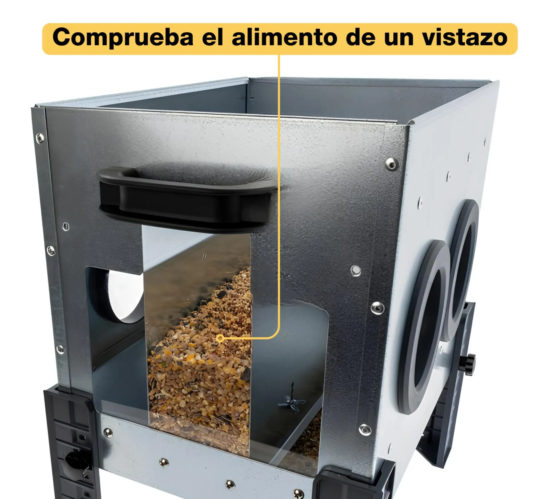 Comedero Para Gallinas Robust® | Tolva Antidesperdicio De Acero Galvanizado Para Exterior | Altura Regulable (18kg)