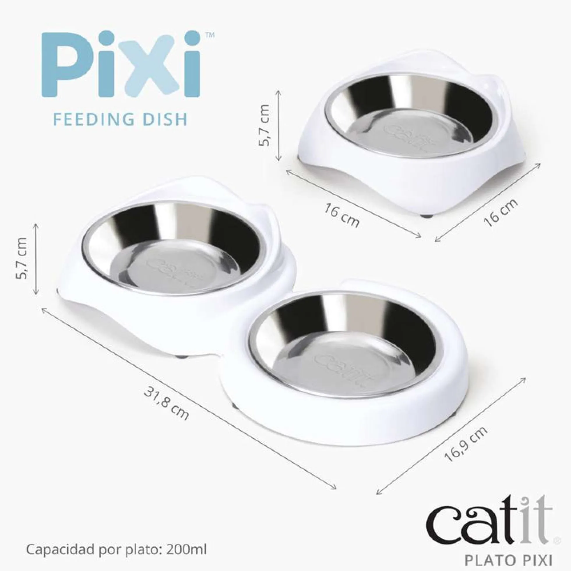 Comedero para Gatos Blanco Catit PIXI