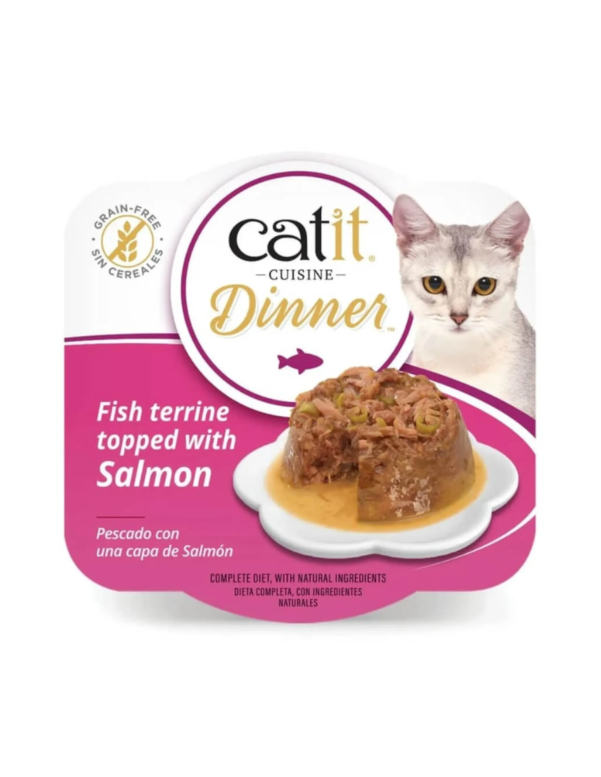 Comida húmeda para gatos Dinner pescado con salmón Cuisine 75 g Catit