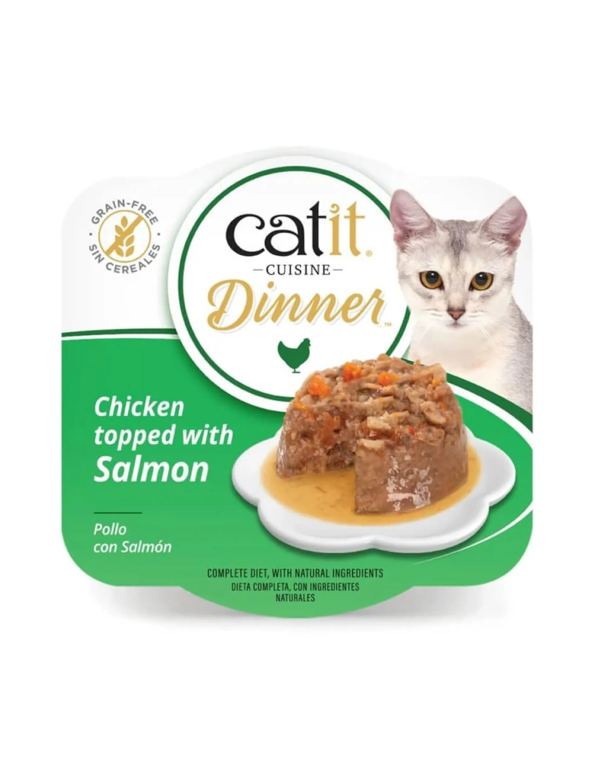 Comida húmeda para gatos Dinner pollo con salmón Cuisine 75 g Catit