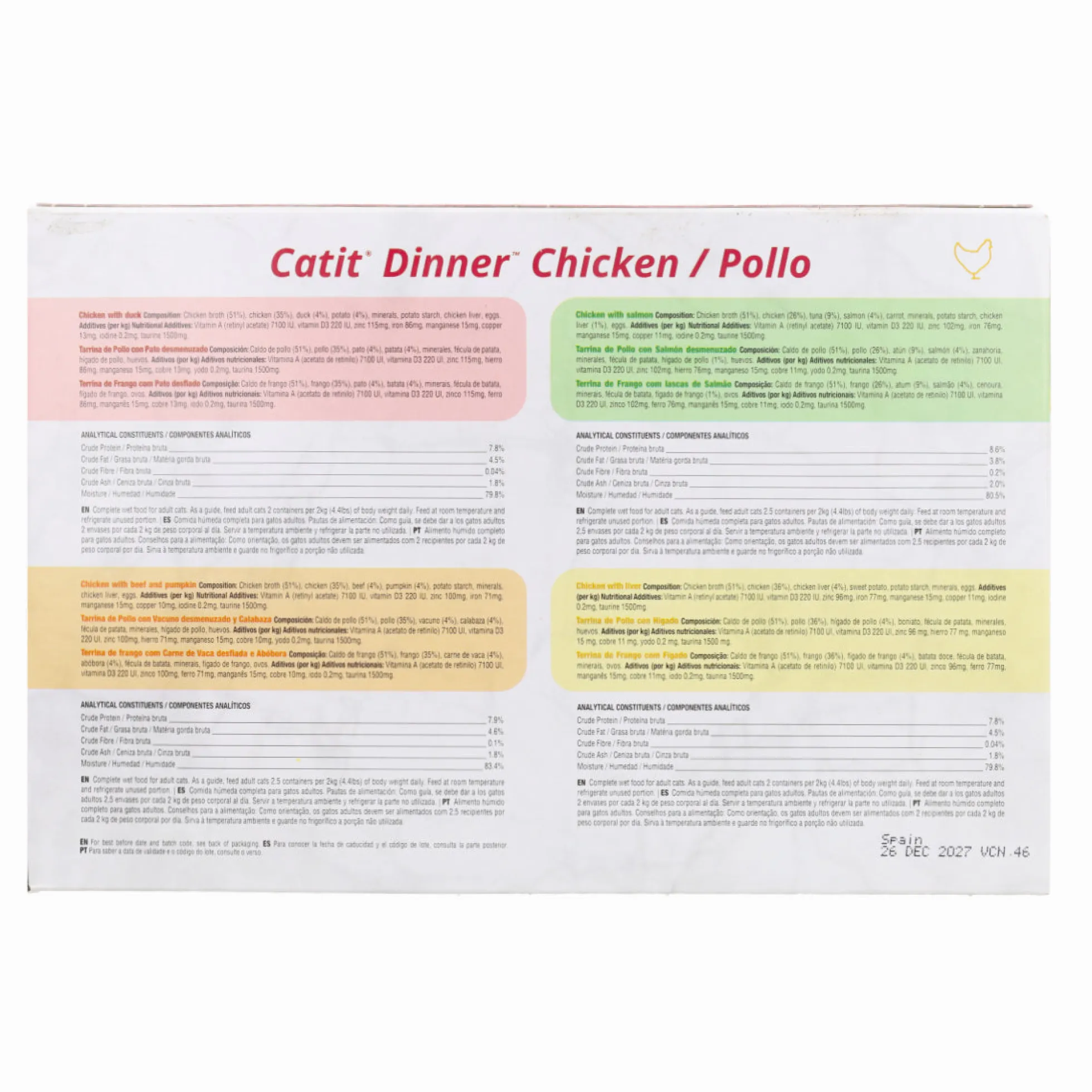 Comida húmeda para gatos Dinner pollo Pack Variado Cuisine 12 x 75 g Catit