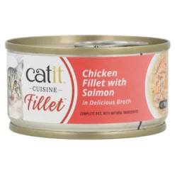 Comida húmeda para gatos Fillet pollo con salmón en caldo Cuisine 75 g Catit