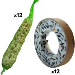 Comida Para Pájaros, 12 Anillos De Alpiste, 12 Barritas De Cacahuete, Alimento Para Aves Silvestres
