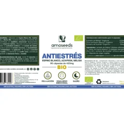 Complejo Antiestrés Bio, Espino Blanco, Azafrán, Melisa | 90 Cápsulas
