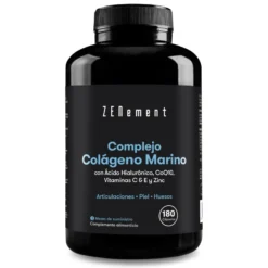 Complejo de colágeno marino con ácido hialurónico, CoQ10, vitaminas C & E y Zinc Zenement, 180 comprimidos