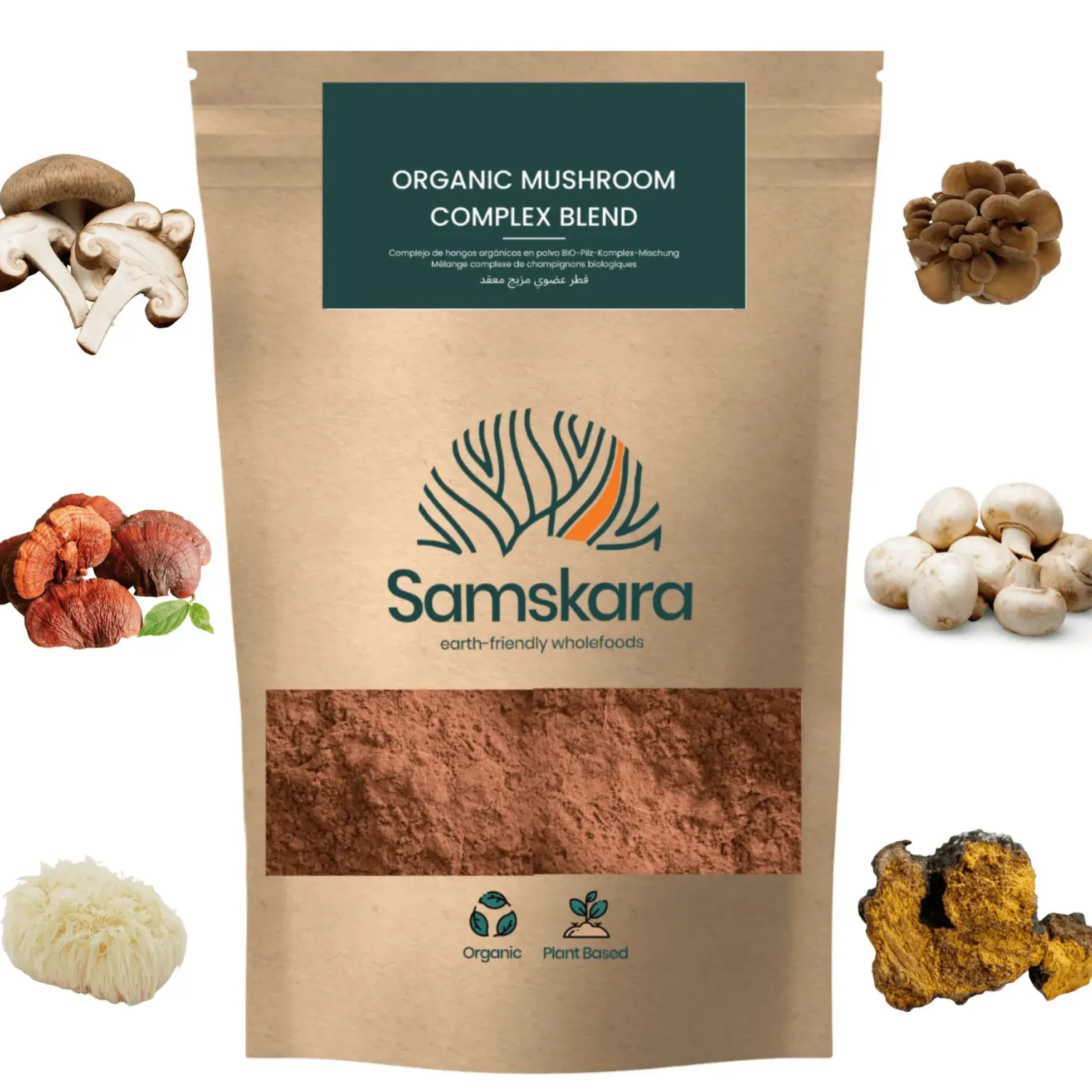 Complejo De Setas Hongos Medicinales En Polvo Bio 250gr | Complejo De Hongos Ecológico Vegano Para Café Y Smoothies