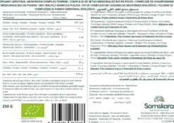 Complejo De Setas Hongos Medicinales En Polvo Bio 250gr | Complejo De Hongos Ecológico Vegano Para Café Y Smoothies