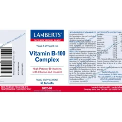 Complejo de Vitamina B-100 Lamberts, 60 tabletas