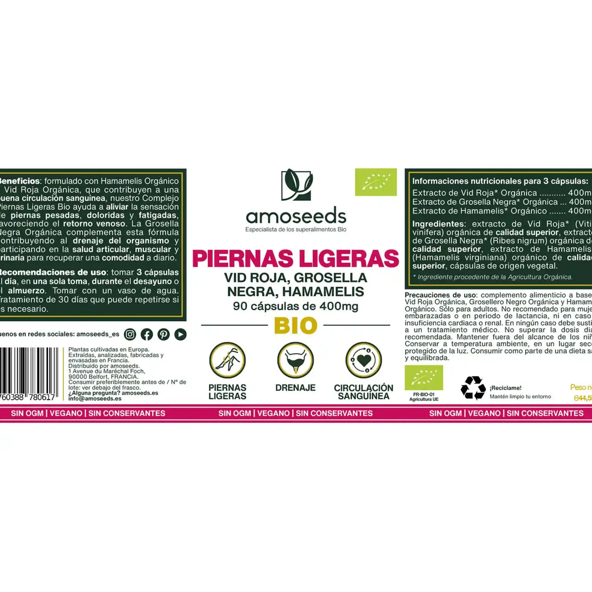 Complejo Piernas Ligeras Bio | 90 Cápsulas