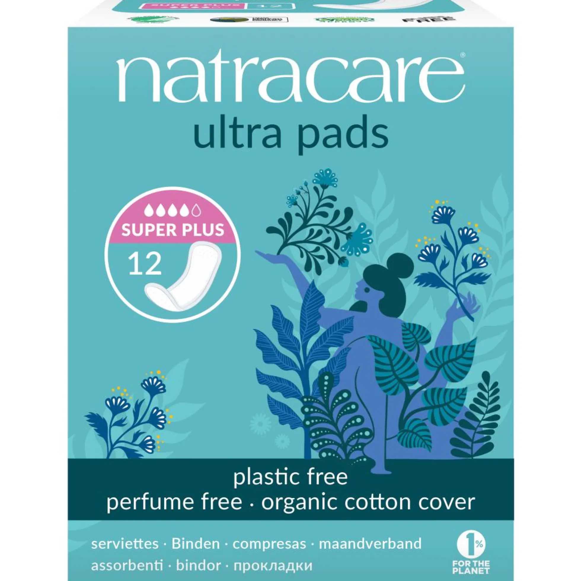 Compresa súper plus sin alas bio Natracare 12 Uds