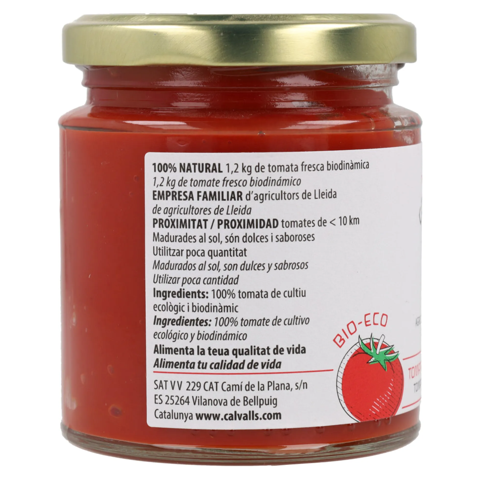 Concentrado tomate ECO Cal Valls, 250 g