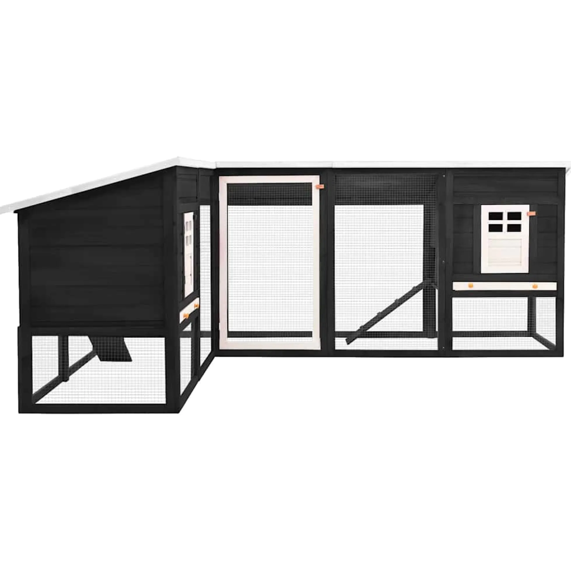 Conejera De Exterior Con Corredor Madera De Abeto Gris Y Blanco