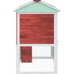 Conejera Jaula De Animales Con Doble Piso De Madera Rojo