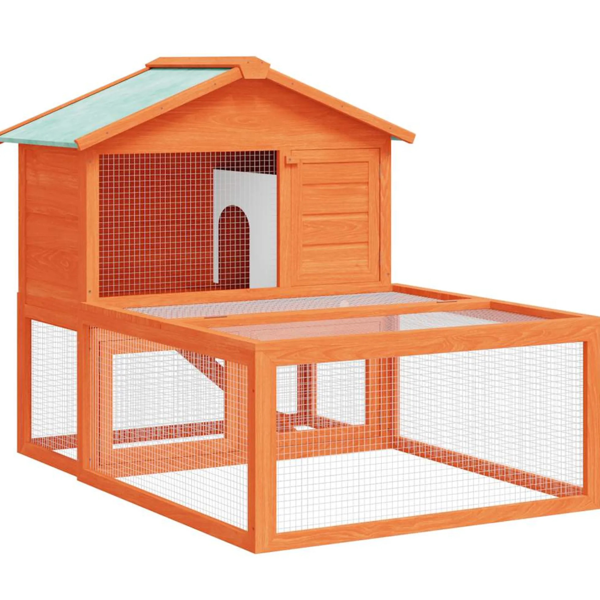 Conejera Jaula De Animales Con Patio Exterior Madera