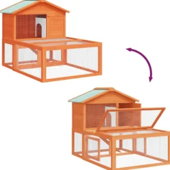 Conejera Jaula De Animales Con Patio Exterior Madera