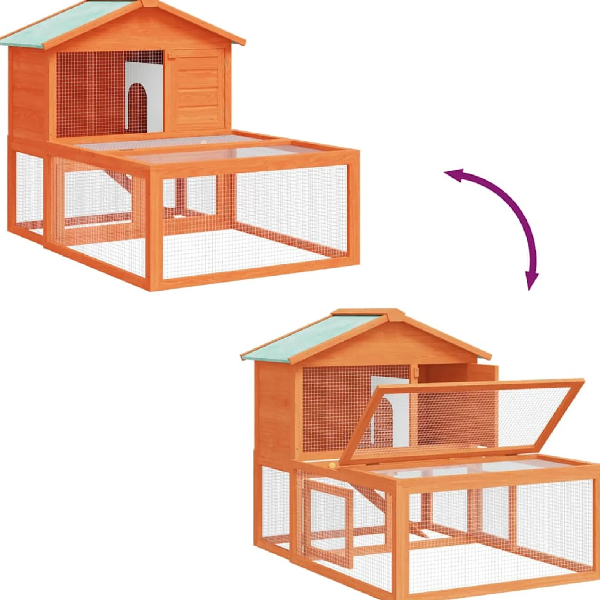 Conejera Jaula De Animales Con Patio Exterior Madera