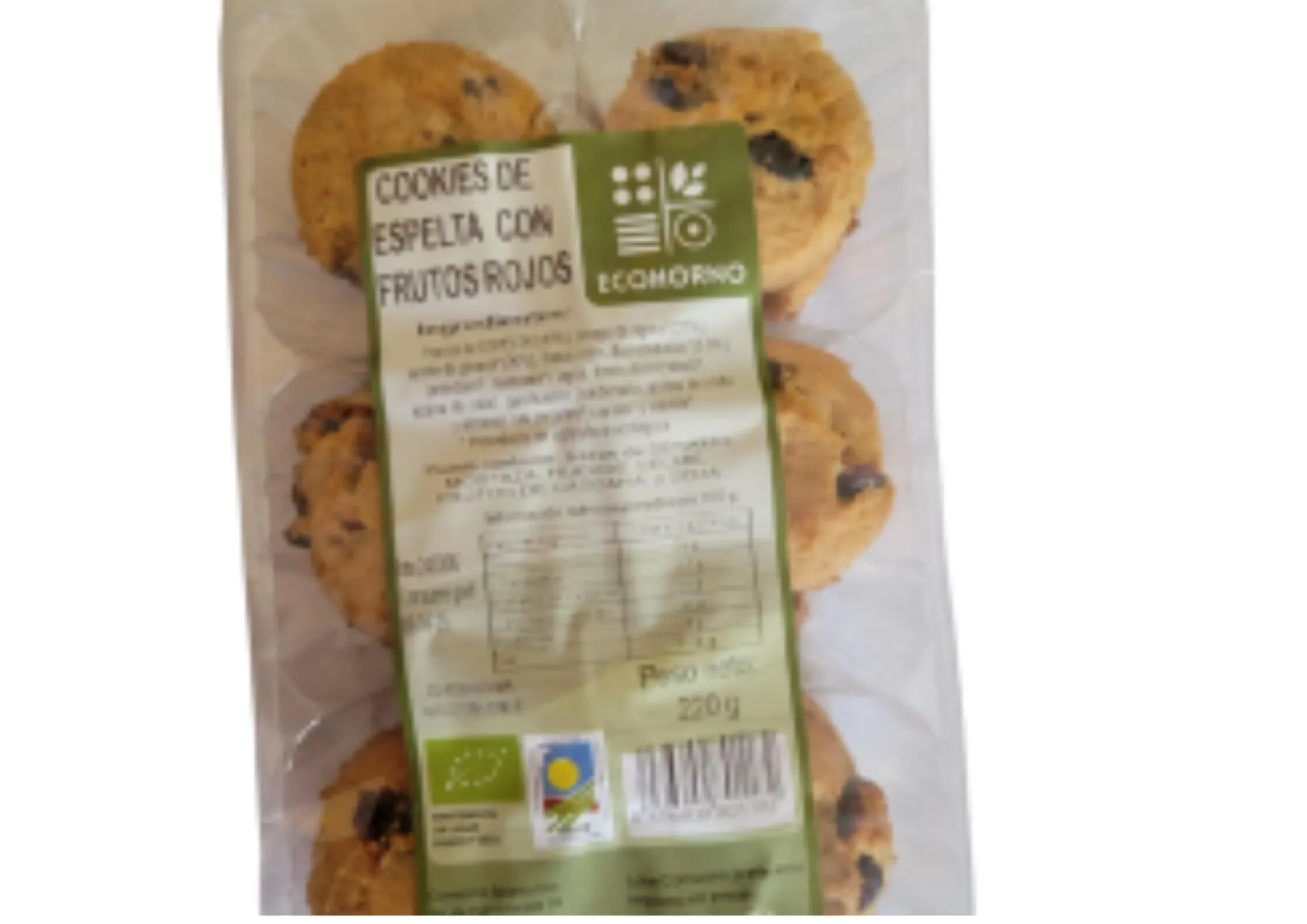 Cookies ecológicas de espelta con frutos rojos 220 g