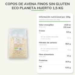 Copos de avena finos Sin Gluten ECO Planeta Huerto 1,5 kg