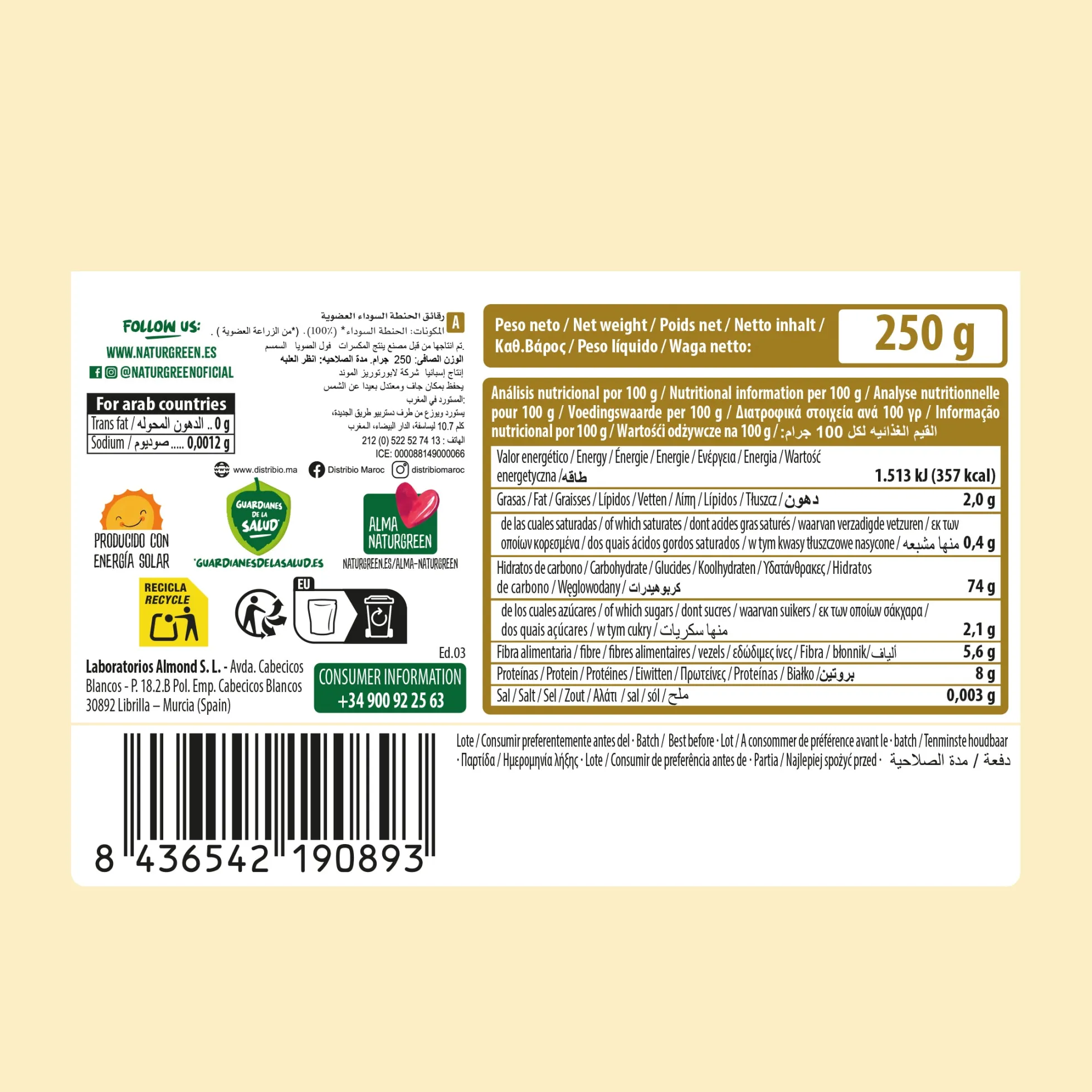 Copos de Trigo Sarraceno BIO Sin Gluten Naturgreen, 250 g