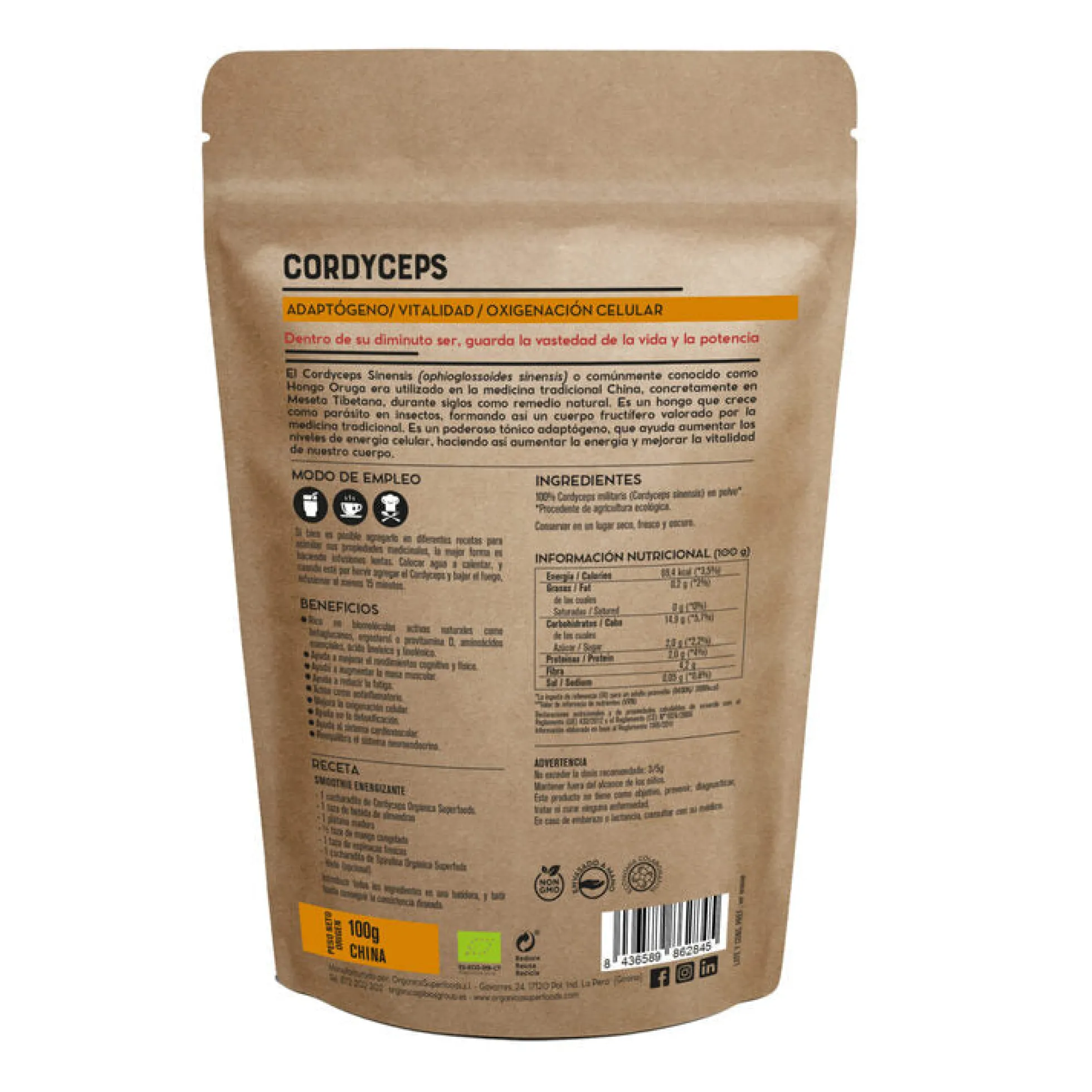 Cordyceps Bio 1kg - Orgánica Superfoods