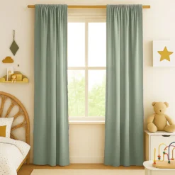 Cortinas De Gasa De Algodón Orgánico Color Verde Para Bebé