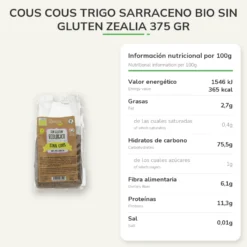 Cous cous Trigo Sarraceno BIO Sin Gluten Zealia 375 gr
