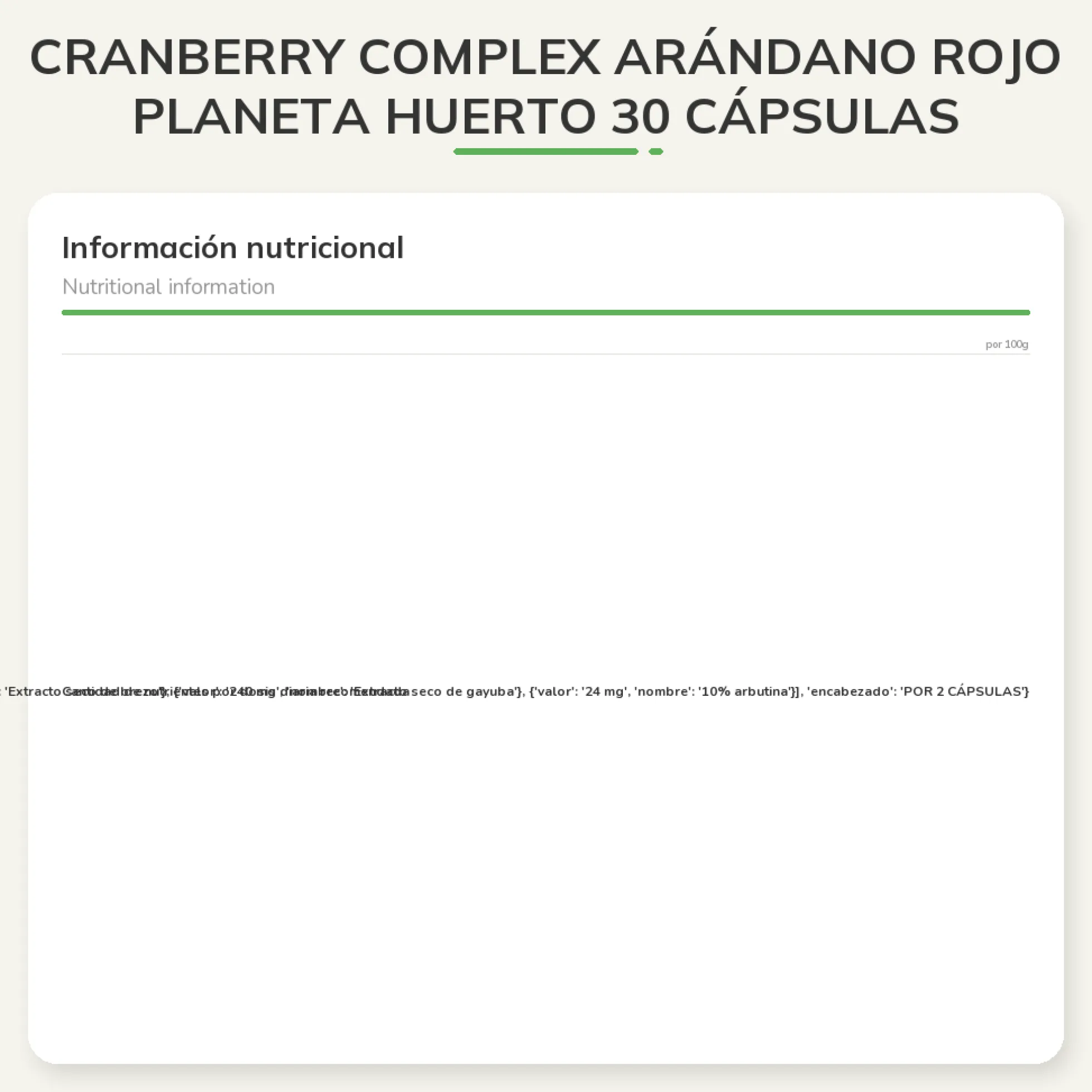 Cranberry Complex arándano rojo Planeta Huerto 30 cápsulas