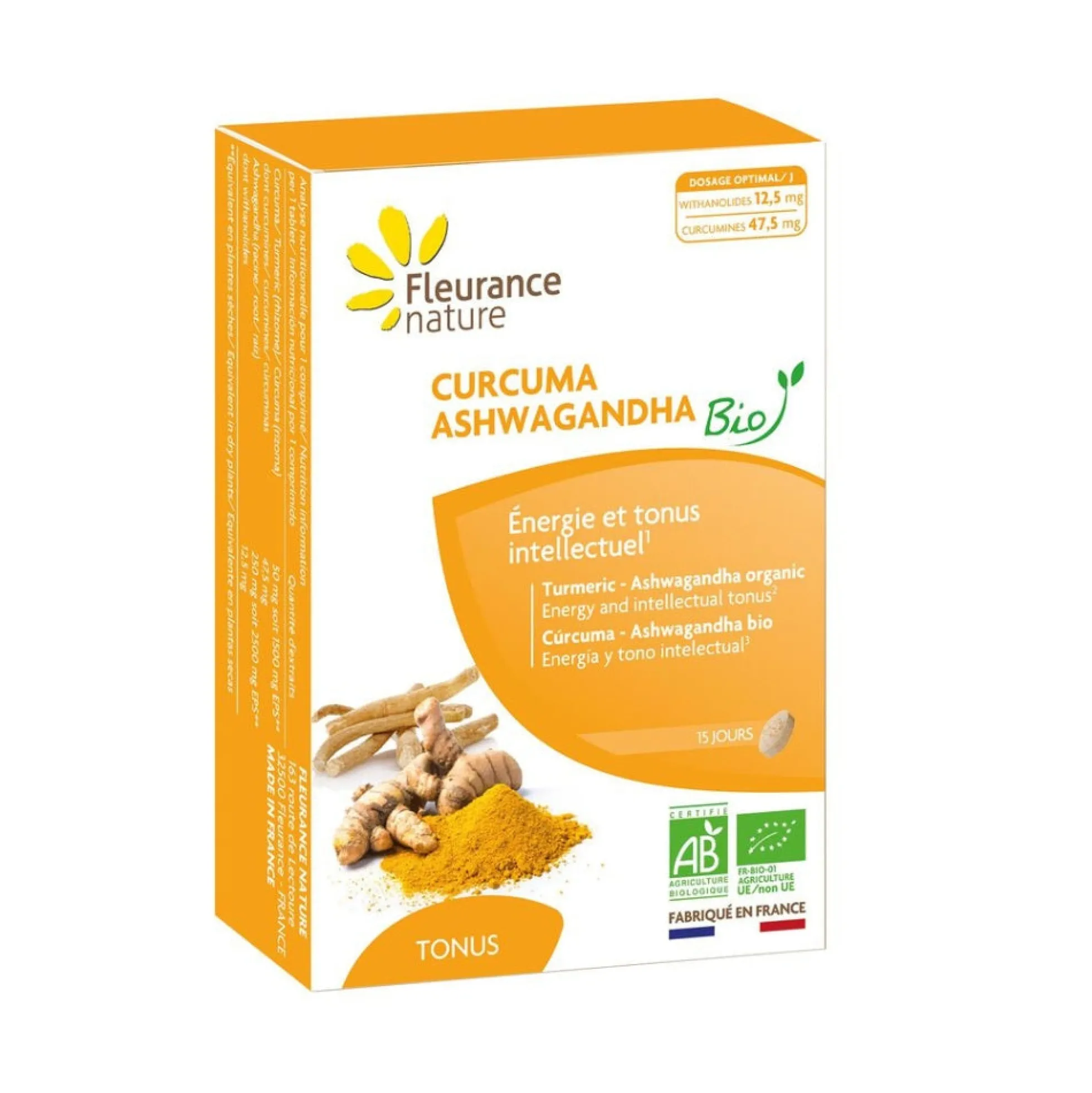 Cúrcuma Ashwagandha Eco Fleurance Nature 15 Comprimidos