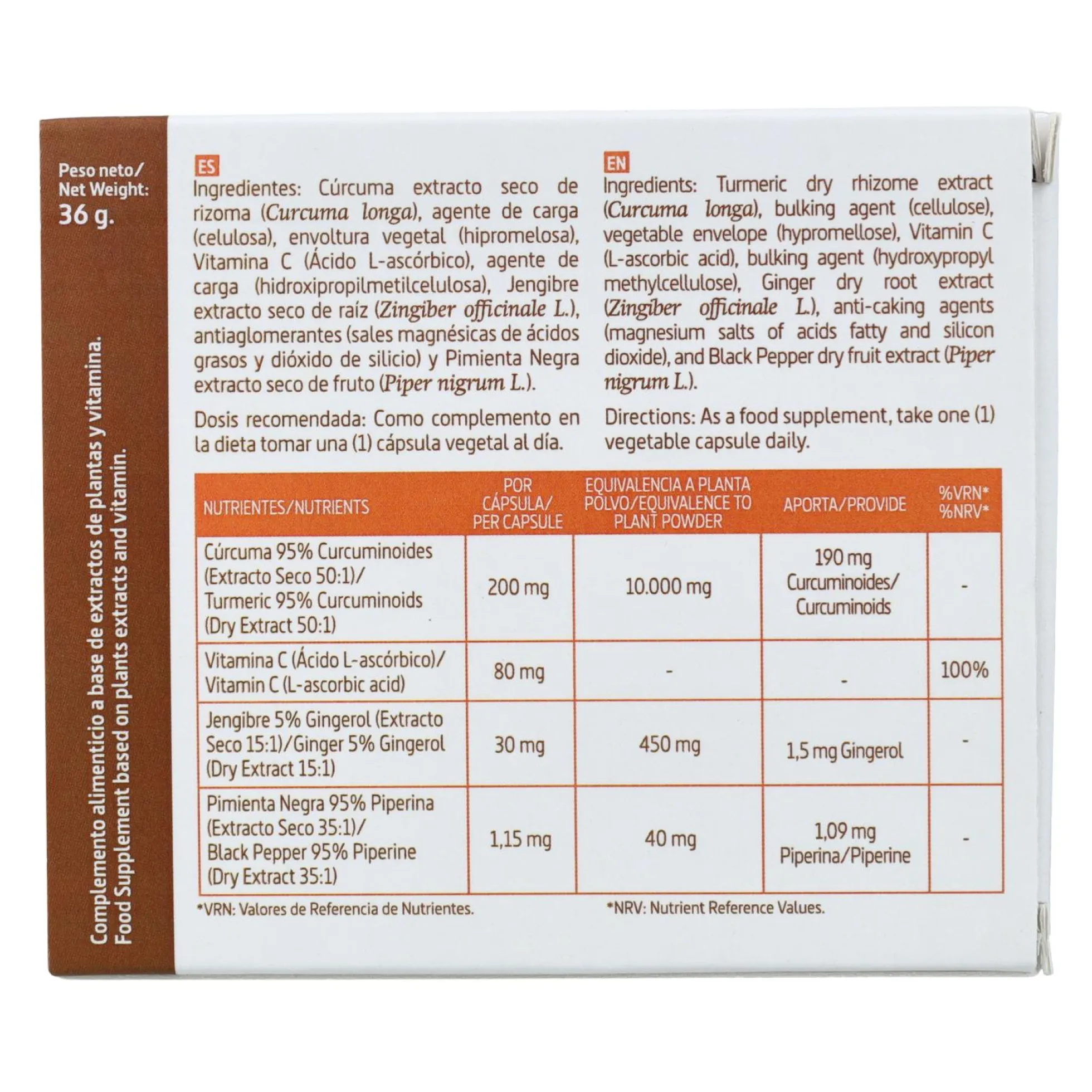 Cúrcuma complex Nature Essential 10000 mg, 60 cápsulas