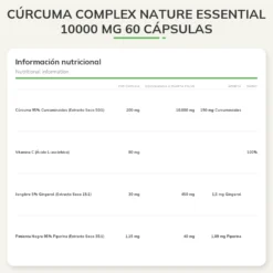Cúrcuma complex Nature Essential 10000 mg, 60 cápsulas