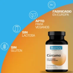 Cúrcuma con Jengibre y Pimienta Negra BICENTURY 120 comprimidos