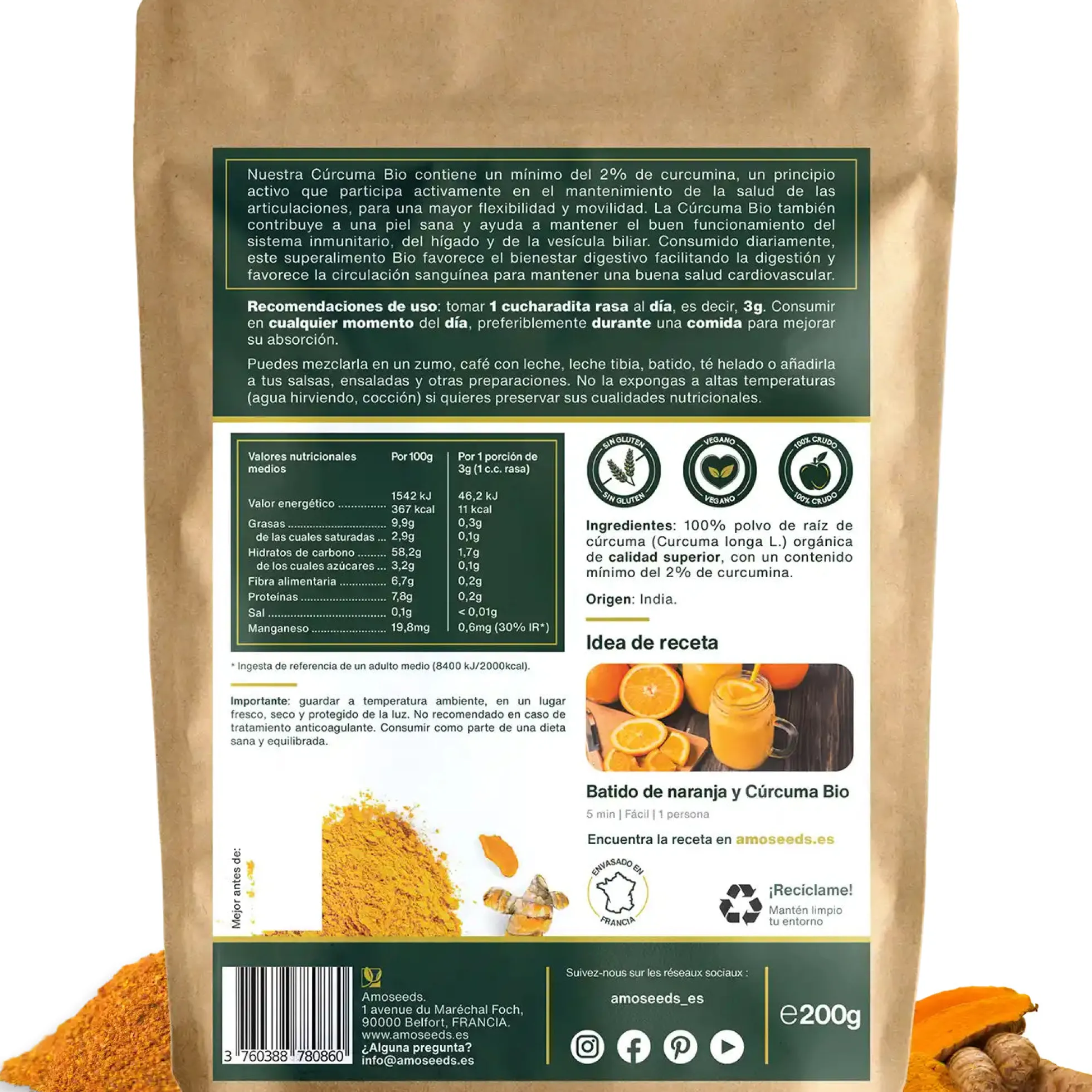 Cúrcuma En Polvo Bio 200g