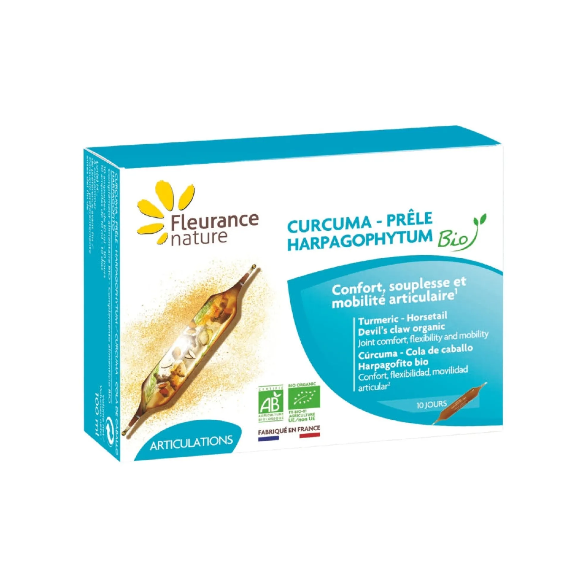 Cúrcuma Harpagófito Cola De Caballo Eco Fleurance Nature 10 Ampollas