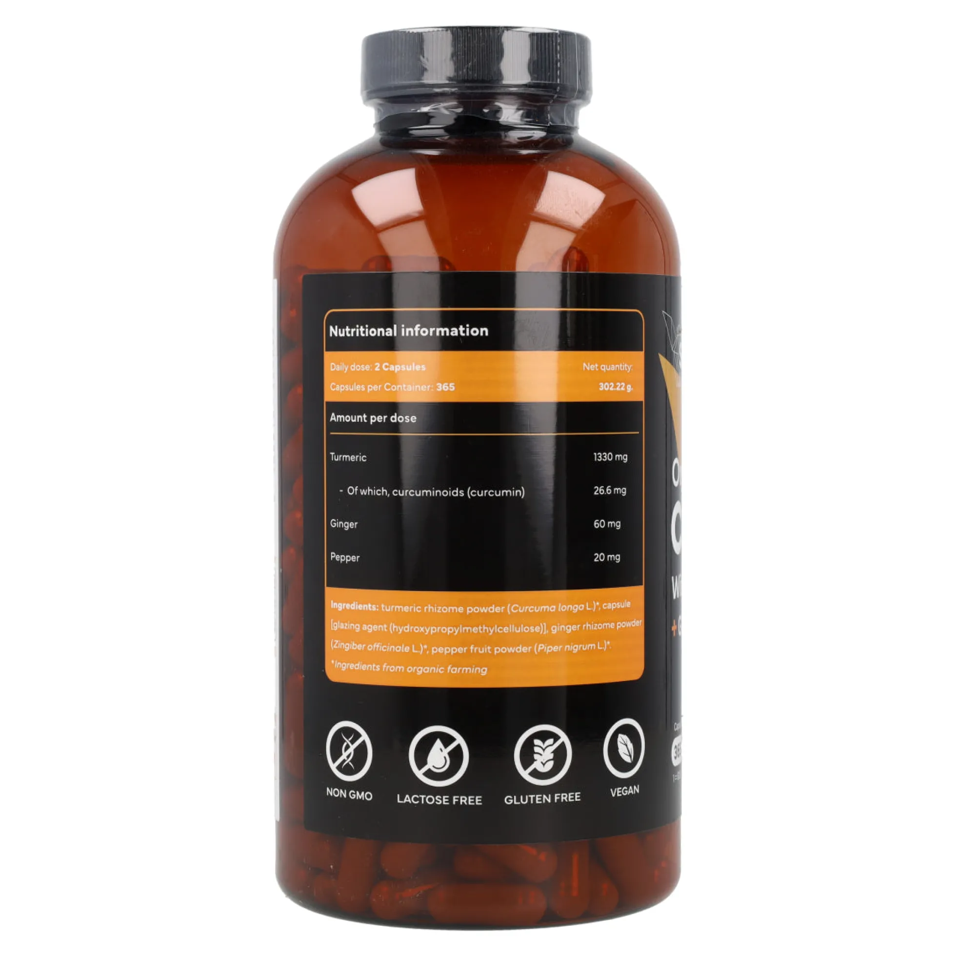 Cúrcuma + Jengibre Sevens Nutrition 365 cápsulas