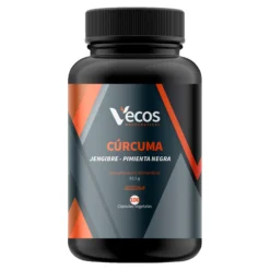 Cúrcuma 600 Mg + Jengibre Vecos 100 Cápsulas | Digestión, Articulaciones Y Absorción Mejorada | Con Piperina