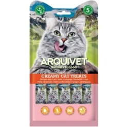 Creamy Cat Treats Snack cremoso de Salmón y Gambas Arquivet 5x14 g