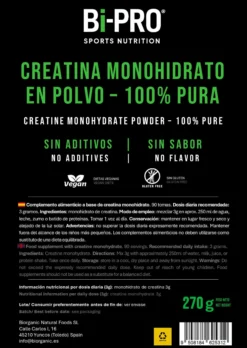 Creatina Monohidrato micronizada 270g 100% pura