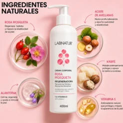 Crema Corporal de Rosa Mosqueta Labnatur 400 ml | Hidrata, Regenera y Mejora la Elasticidad | Marcas y Estrías | Vegano
