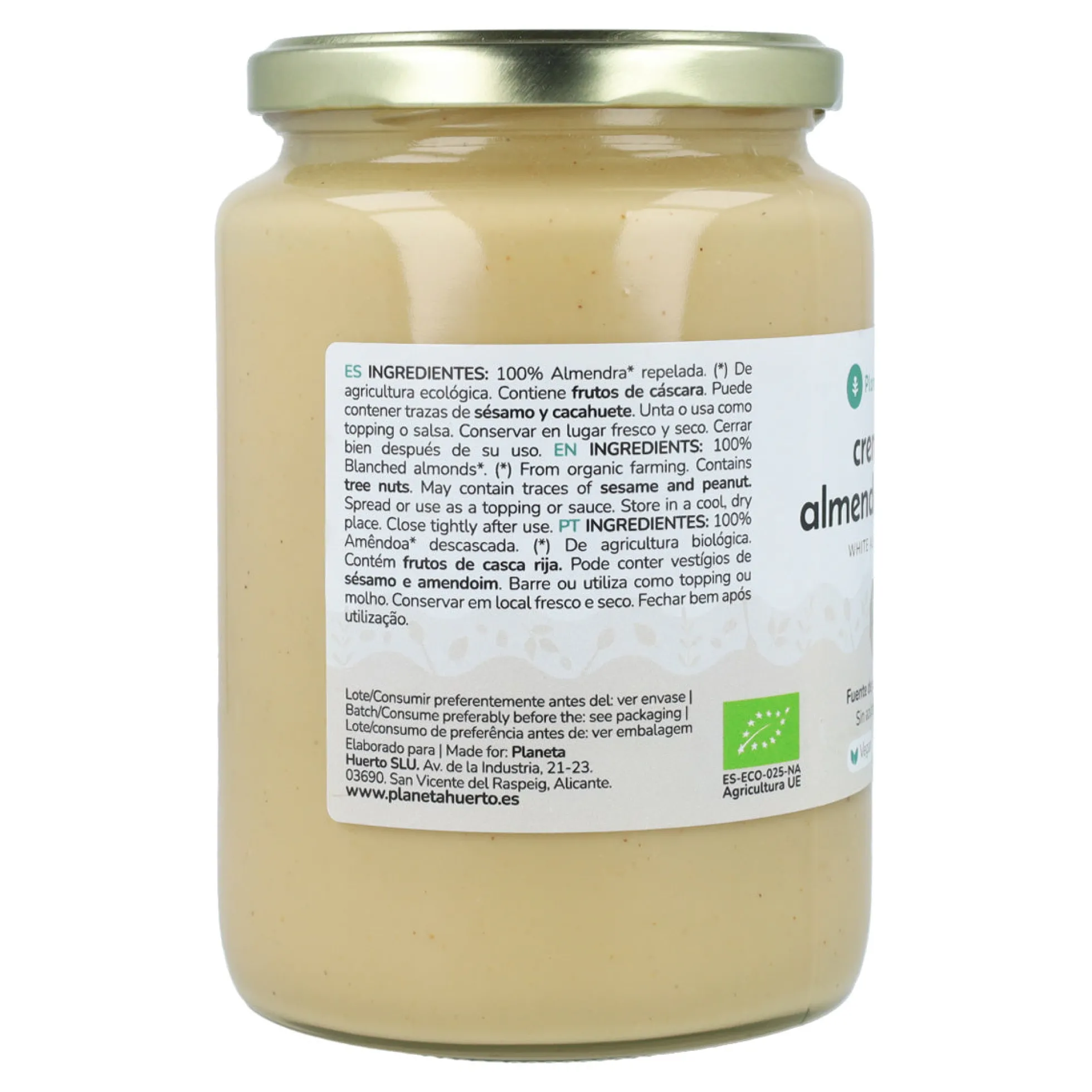 Crema de Almendras Blancas ECO Planeta Huerto 700 g