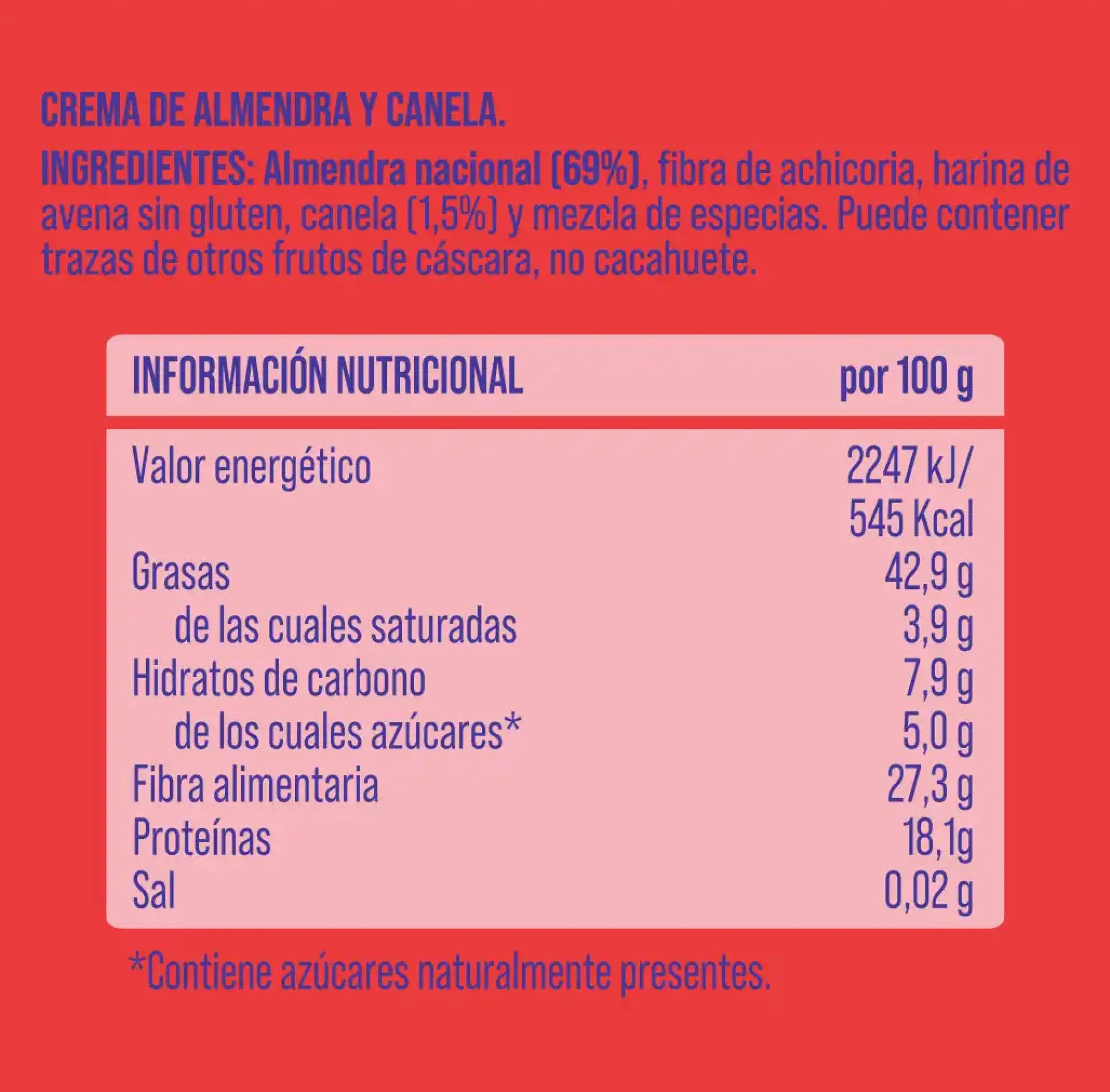 Crema de almendra y canela The Nut Club 200g