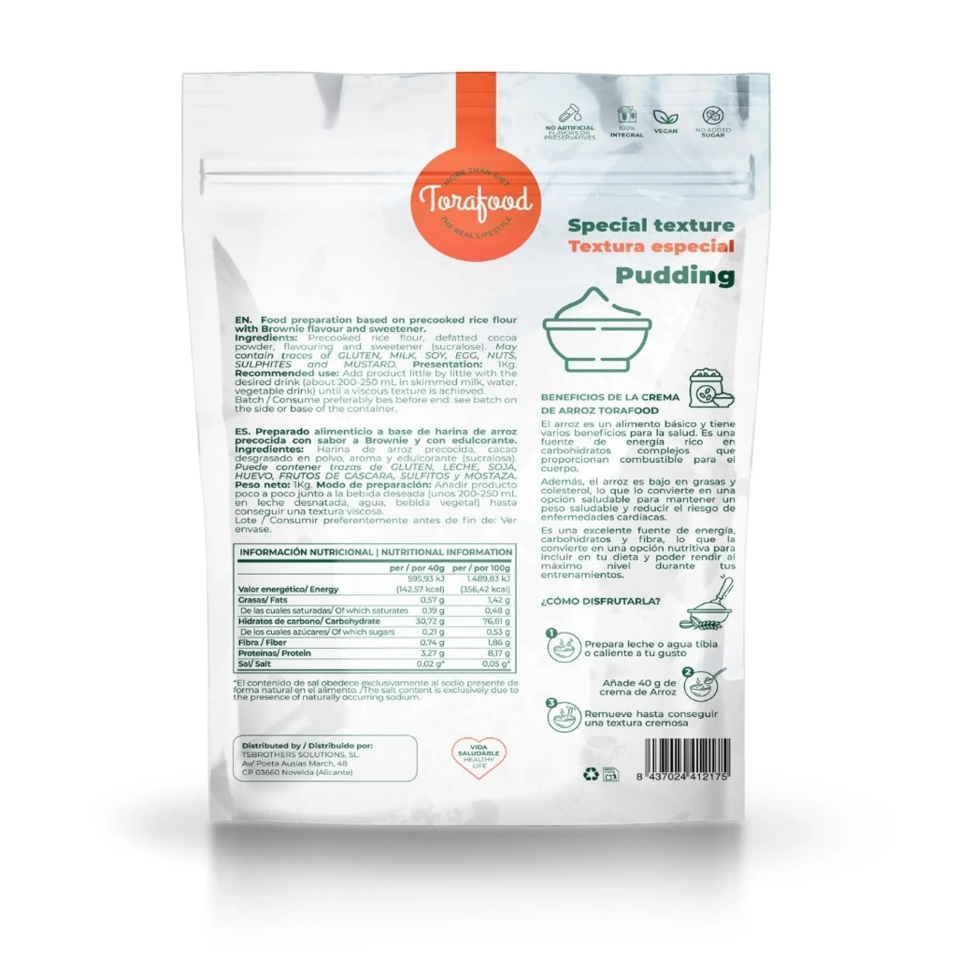 Crema De Arroz Brownie Torafood 1kg