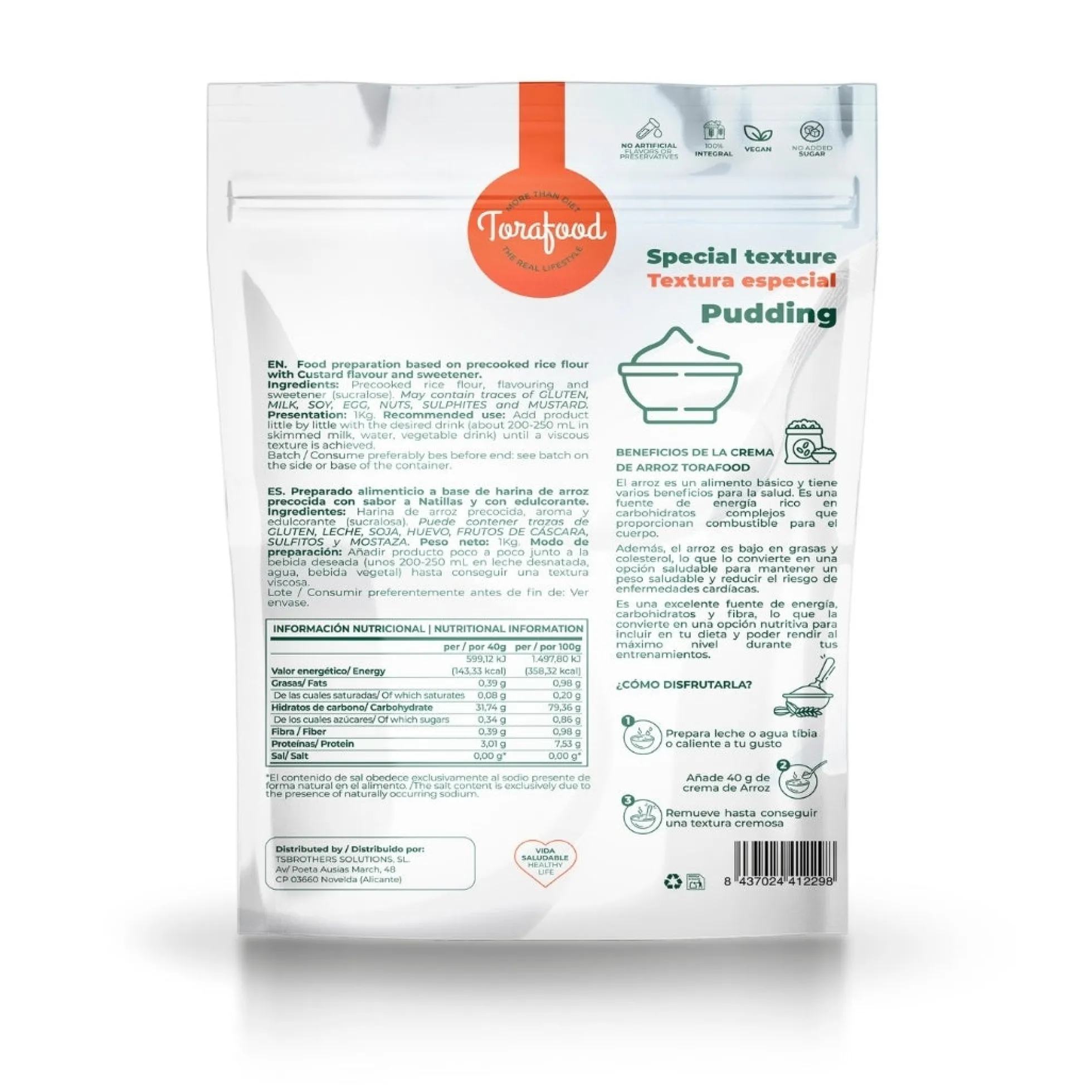 Crema De Arroz Natillas Torafood 1kg