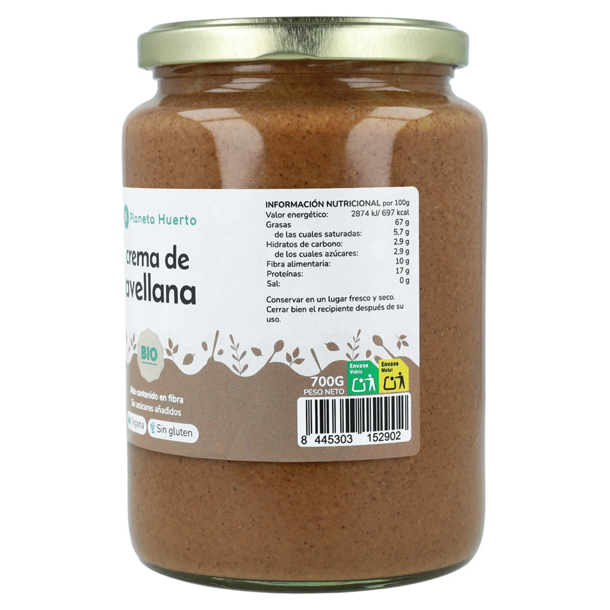 Crema de Avellanas ECO Planeta Huerto 700g