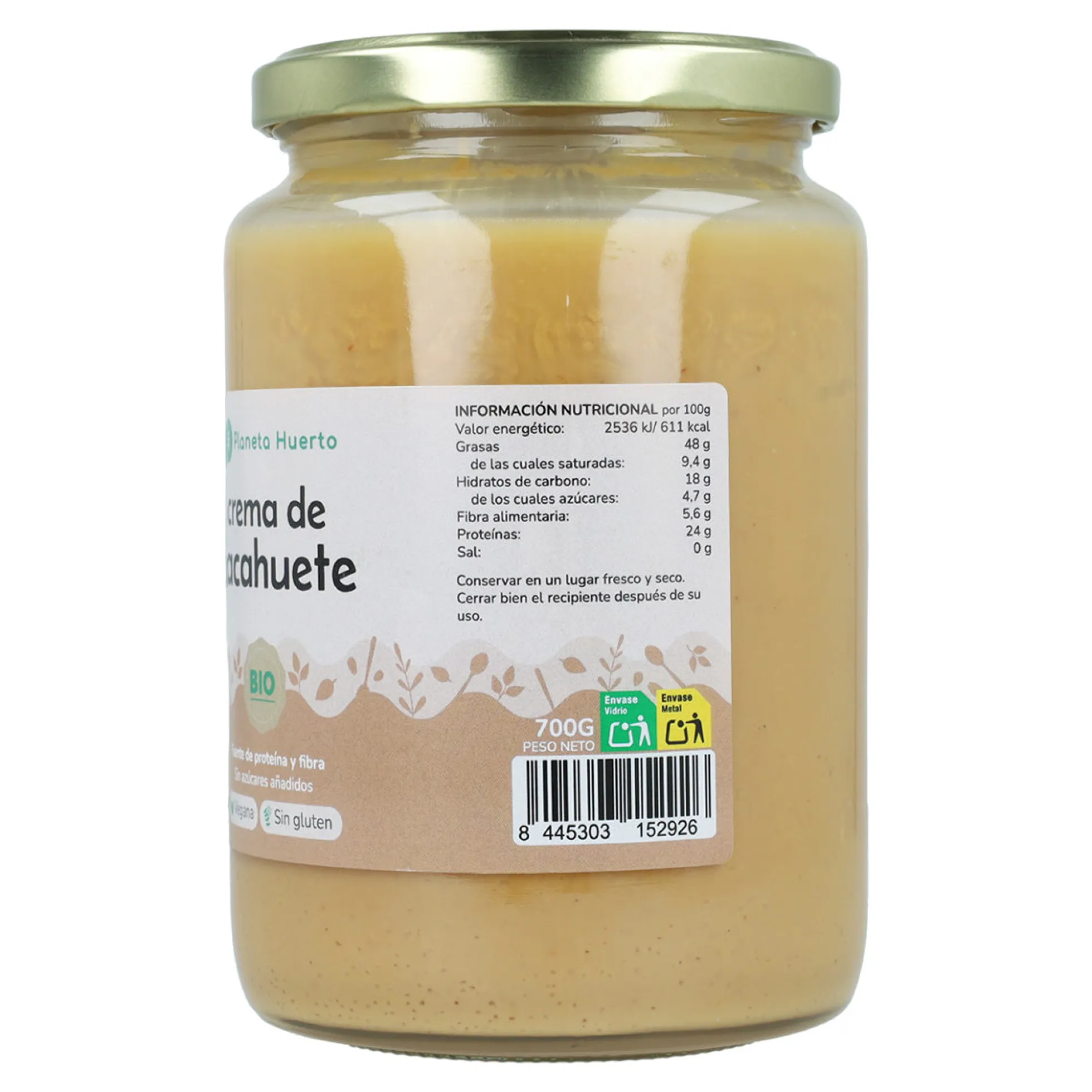 Crema de Cacahuetes ECO Planeta Huerto 700g