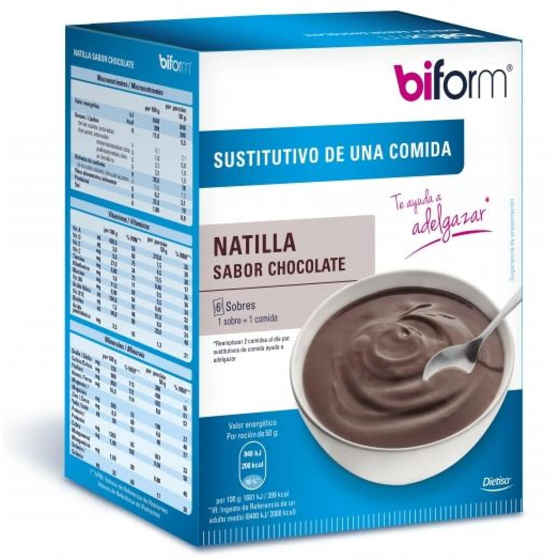 Crema de chocolate sustitutiva Biform, 6 sobres
