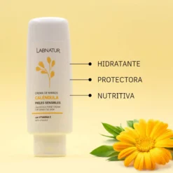 Crema de Manos de Caléndula Labnatur 100 ml | Almendras Dulces, Camomila y Karité | Piel Sensible | Vegano