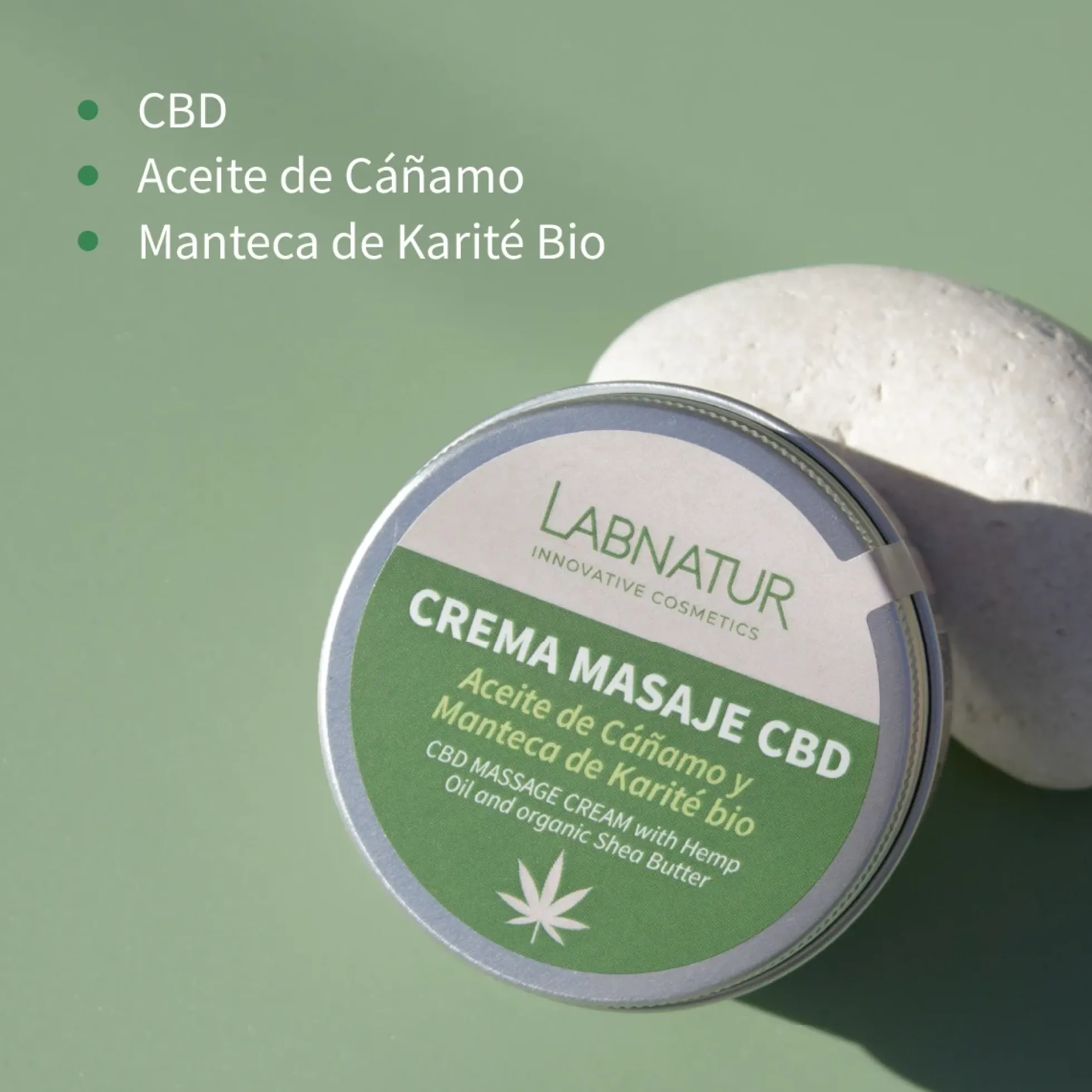 Crema de Masaje con CBD Labnatur 100 ml | Cáñamo y Karité Bio | Hidratación, Firmeza y Confort | Vegano
