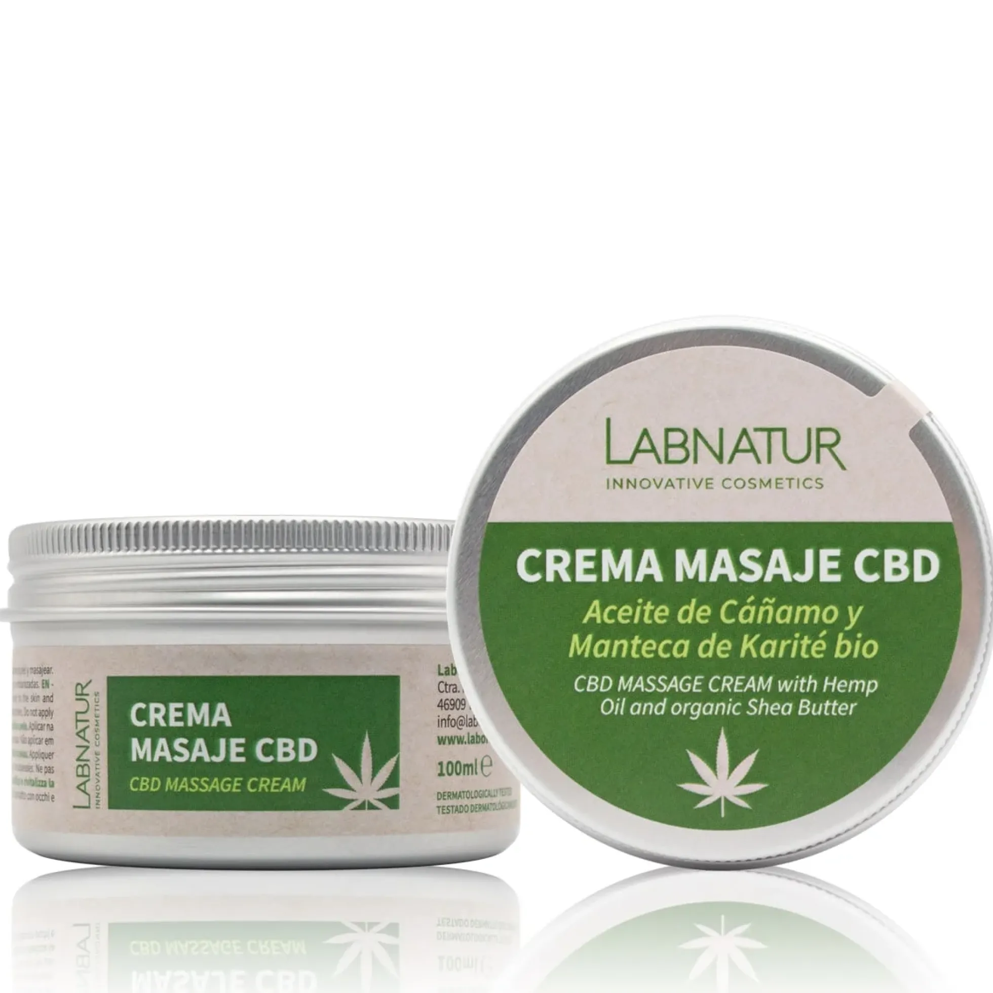 Crema de Masaje con CBD Labnatur 100 ml | Cáñamo y Karité Bio | Hidratación, Firmeza y Confort | Vegano