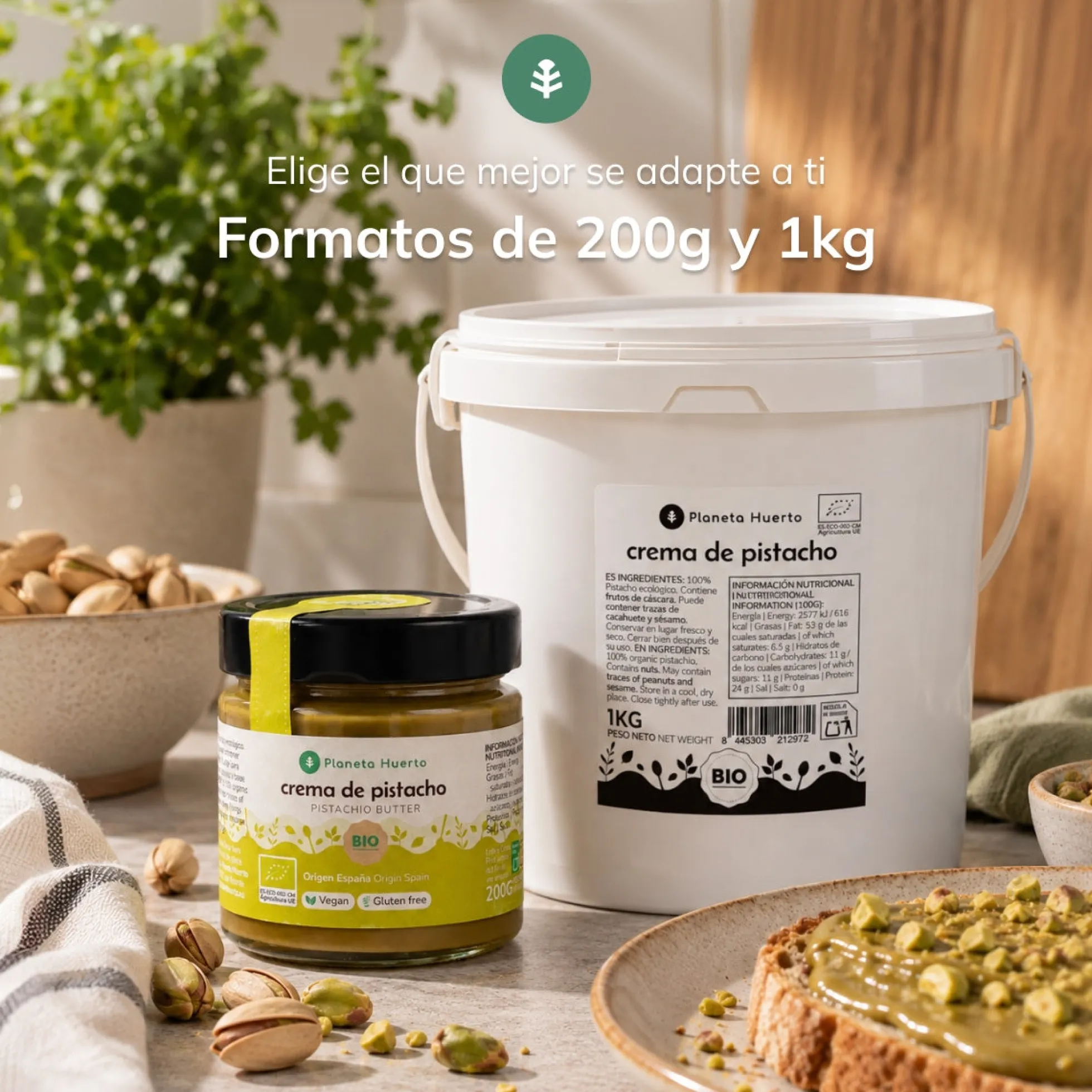 Crema de Pistacho suave 100% ECO Planeta Huerto 1 kg