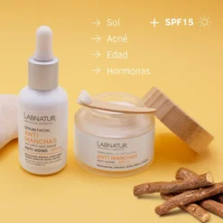 Crema Facial Antimanchas Labnatur 50 ml | Niacinamida, Arbutina y Ácido Kójico | SPF15 | Tono Uniforme | Vegano